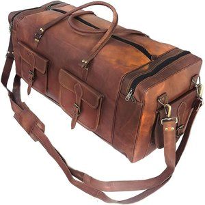 XL Full Grain Leather Duffel Bag -Travel Bag - Overnight Weekender Bag